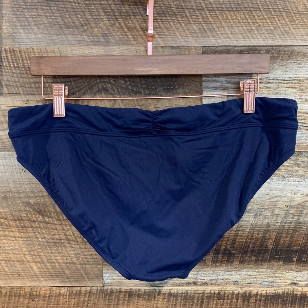 EUC – Athleta – Ruched Bikini Bottoms – Navy – Size Large - Picture 2 of 5